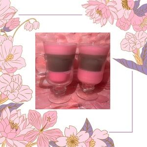 Pink and Gray Layered Candle Set